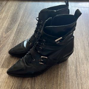 L’Intervalle Black Leather Boots with Buckles